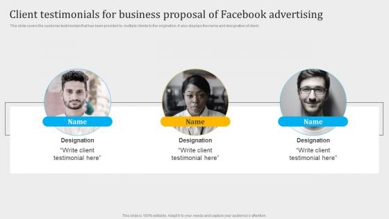 FB Advertising Agency Proposal Client Testimonials For Business Proposal Of Facebook Advertising