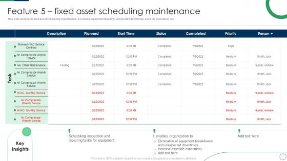 Feature 5 Fixed Asset Scheduling Maintenance Deploying Fixed Asset Management Framework