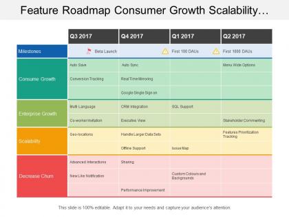 Feature roadmap consumer growth scalability quarterly timeline