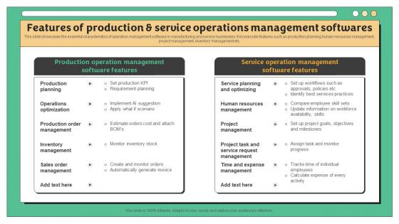 Features Of Production And Service Operations Management Softwares