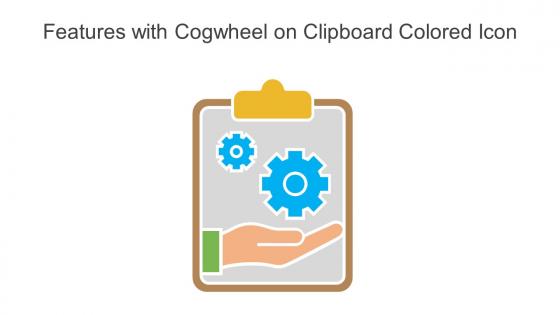 Features With Cogwheel On Clipboard Colored Icon In Powerpoint Pptx Png And Editable Eps Format