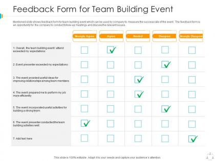 Feedback form for team building event