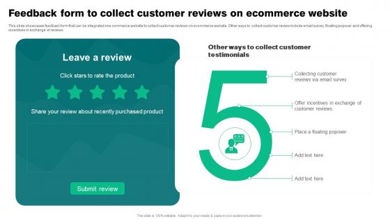 Feedback Form To Collect Customer Reviews On Ecommerce Strategies To Reduce Ecommerce