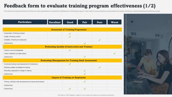 Feedback Form To Evaluate Training Program Effectiveness On Job Employee Training Program For Skills