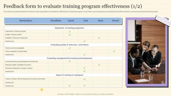Feedback Form To Evaluate Training Program Workforce On Job Training Program For Skills Improvement