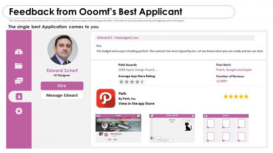 Feedback from ooomfs best applicant ooomf now crew investor funding elevator pitch deck