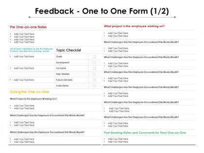 Feedback one to one form 1 2 ppt powerpoint presentation professional graphics pictures