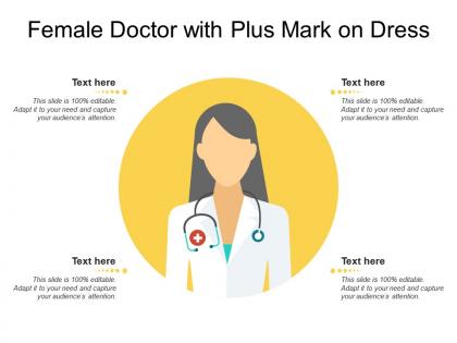 Female doctor with plus mark on dress