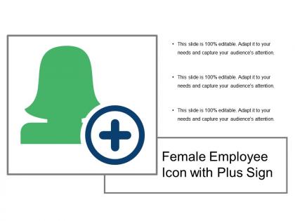 Female employee icon with plus sign