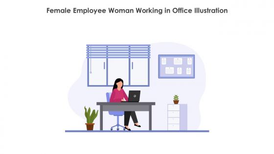 Female Employee Woman Working In Office Illustration