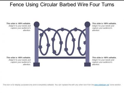Fence using circular barbed wire four turns