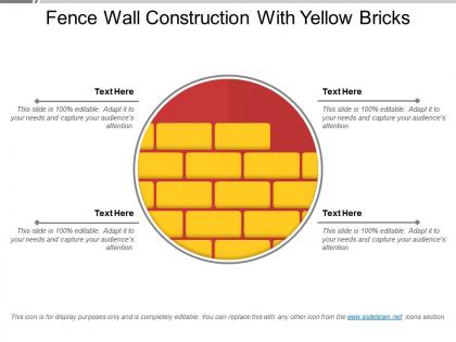 Fence wall construction with yellow bricks
