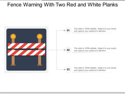 Fence warning with two red and white planks