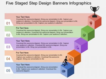 Fi five staged step design banners infographics flat powerpoint design