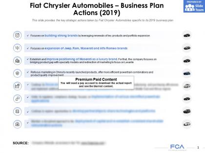 Fiat chrysler automobiles business plan actions 2019