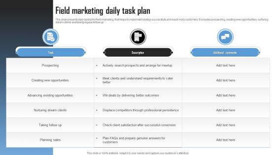 Field Marketing Daily Task Plan