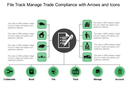 File track manage trade compliance with arrows and icons