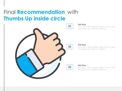 Final recommendation with thumbs up inside circle