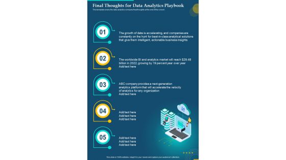 Final Thoughts For Data Analytics Playbook One Pager Sample Example Document