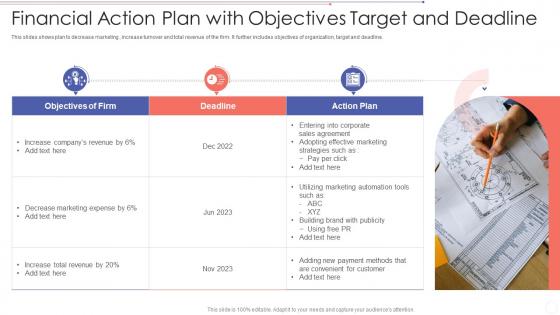 Financial Action Plan With Objectives Target And Deadline