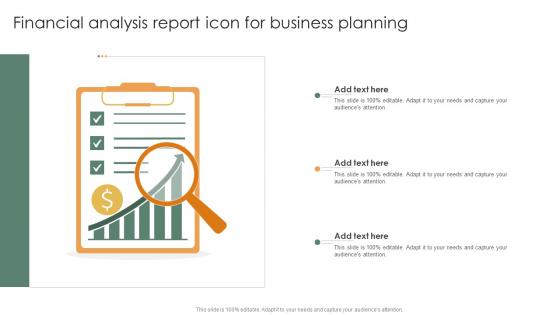 Financial Analysis Report Icon For Business Planning