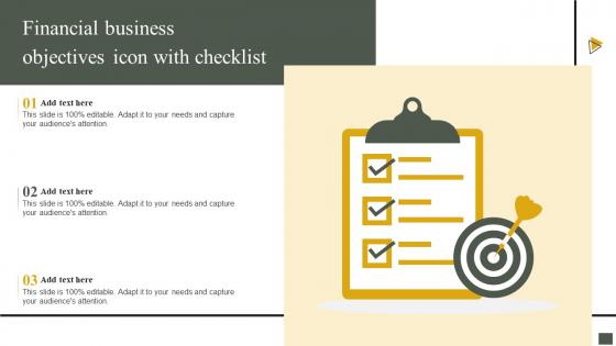 Financial Business Objectives Icon With Checklist
