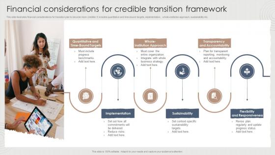 Financial Considerations For Credible Transition Framework
