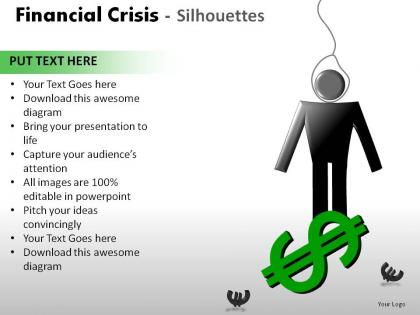Financial crisis silhouettes powerpoint presentation slides