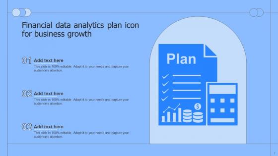 Financial Data Analytics Plan Icon For Business Growth