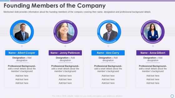 Financial founding members of the company ppt slides ideas