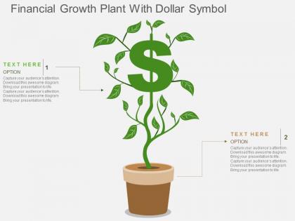 Financial growth plant with dollar symbol flat powerpoint design