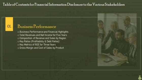 Financial Information Disclosure To The Various Stakeholders For Table Of Contents