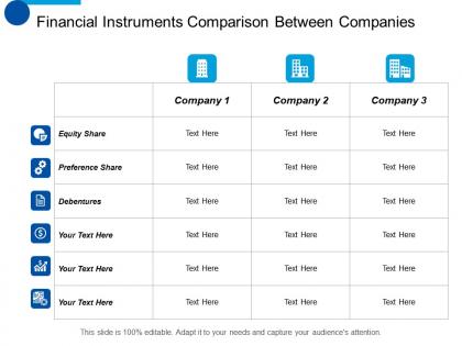 Financial instruments comparison between companies ppt summary aids
