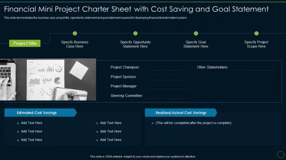 Financial mini project charter sheet accounting and financial transformation toolkit
