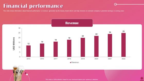 Financial Performance Cosmetics Brand Fundraising Pitch Deck