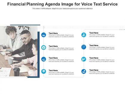 Financial planning agenda image for voice text service infographic template