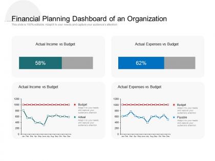 Financial planning dashboard of an organization