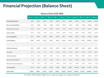 Financial projection ppt summary infographic template