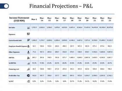 Financial projections p and l ppt file samples