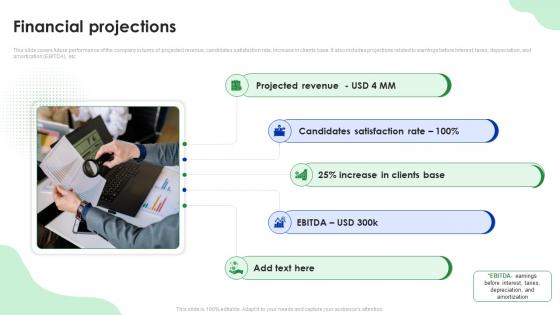 Financial Projections Smart Recruiters Investor Funding Elevator Pitch Deck