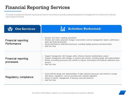 Financial reporting services with assist m1675 ppt powerpoint presentation model visual aids