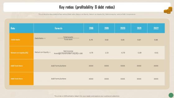 Financial Reporting To Measure The Financial Key Ratios Profitability And Debt Ratios