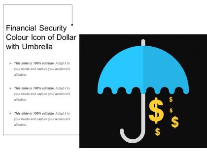 Financial security colour icon of dollar with umbrella