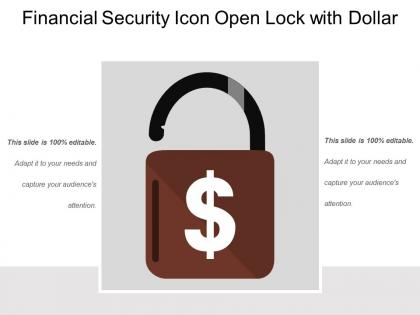 Financial security icon open lock with dollar