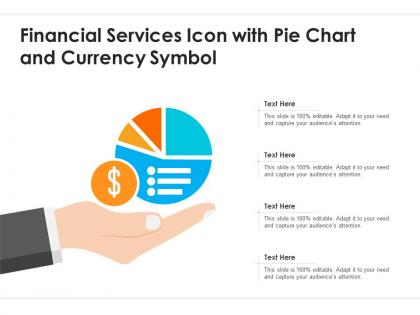 Financial services icon with pie chart and currency symbol