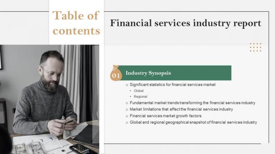 Financial Services Industry Report Table Of Contents IR SS