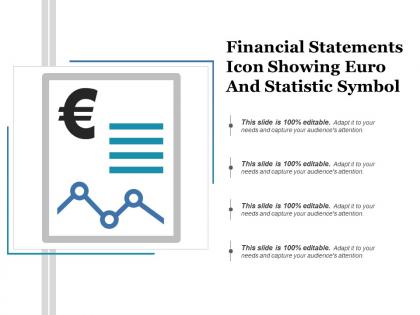 Financial statements icon showing euro and statistic symbol