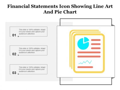 Financial statements icon showing line art and pie chart