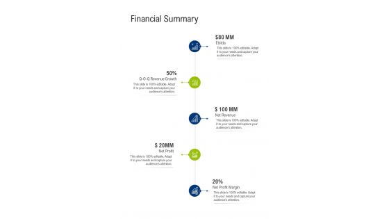 Financial Summary One Pager Sample Example Document