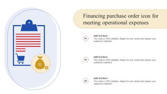 Financing Purchase Order Icon For Meeting Operational Expenses